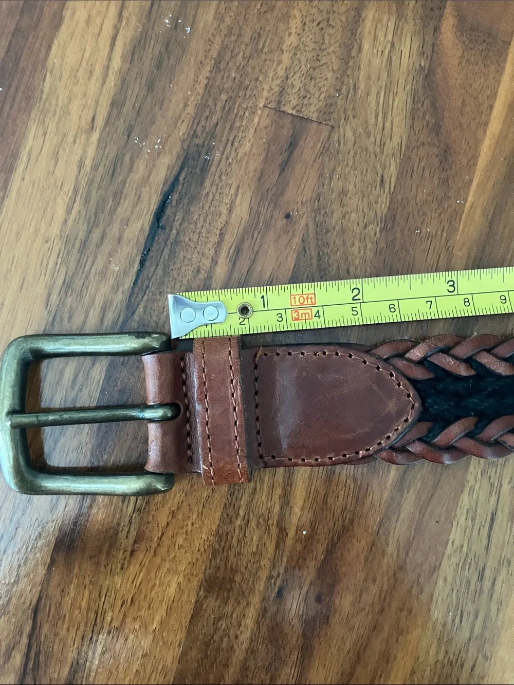 Fossil Braided Leather Belt Brown Black Woven Genuine Leather Adjustable Youth S